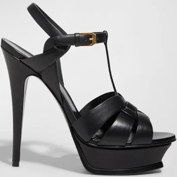 Saint Laurent Black Strappy Heels - Picture 2 of 15